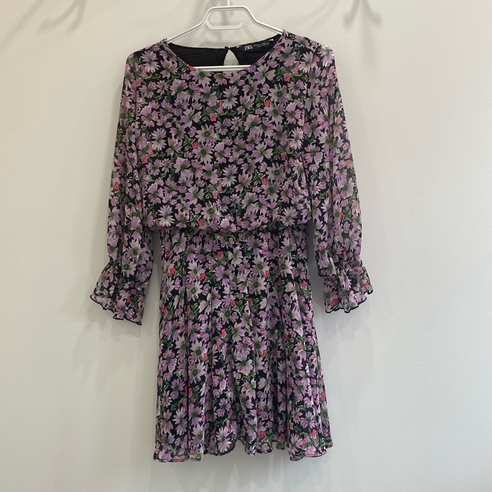 Zara flowered Dress elastic waist open back